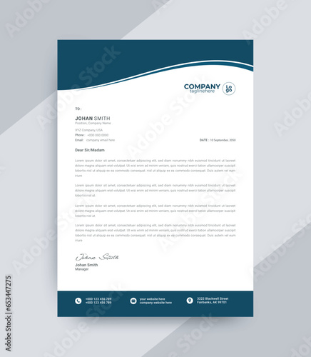 Minimal business letterhead design layout with 4 color and uncommon shapes graphic amplify
