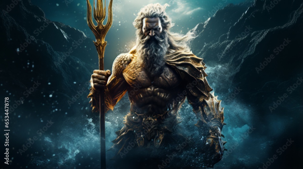 Poseidon - The greek god of the sea.generative ai Stock Illustration ...