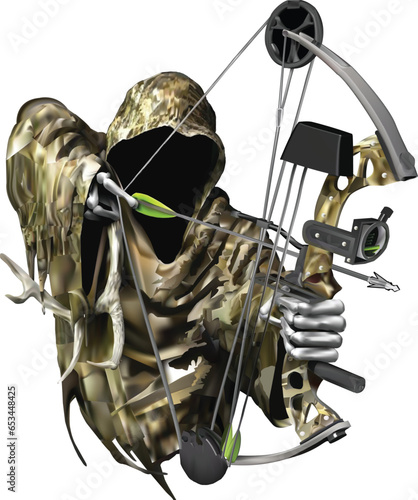 Grim Reaper Bow Hunting Camouflage, 3D Grim Reaper Archer Sticker