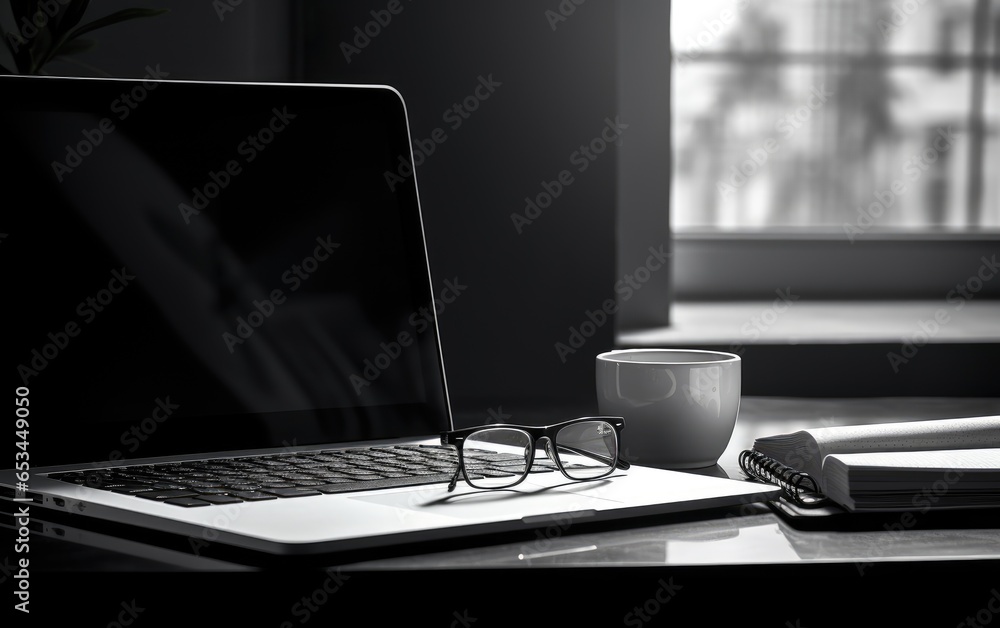 Office workspace, modern desk setup. Generative AI Office workspace, modern desk setup. Generative AI
