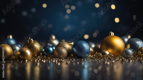 christmas decoration and lights. defocused background.