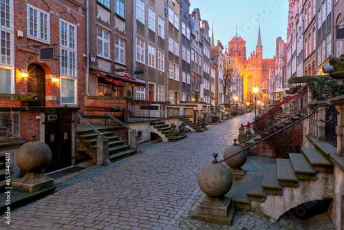 Beautiful historic houses on Mariacka, St Mary, street in Gdansk Old Town, Poland photo
