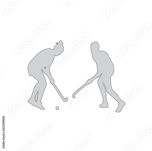 vector silhouettes hockey players.Sport. Hockey in vector illustration on a white isolated background. Ice Hockey Player Silhouette on white background. 