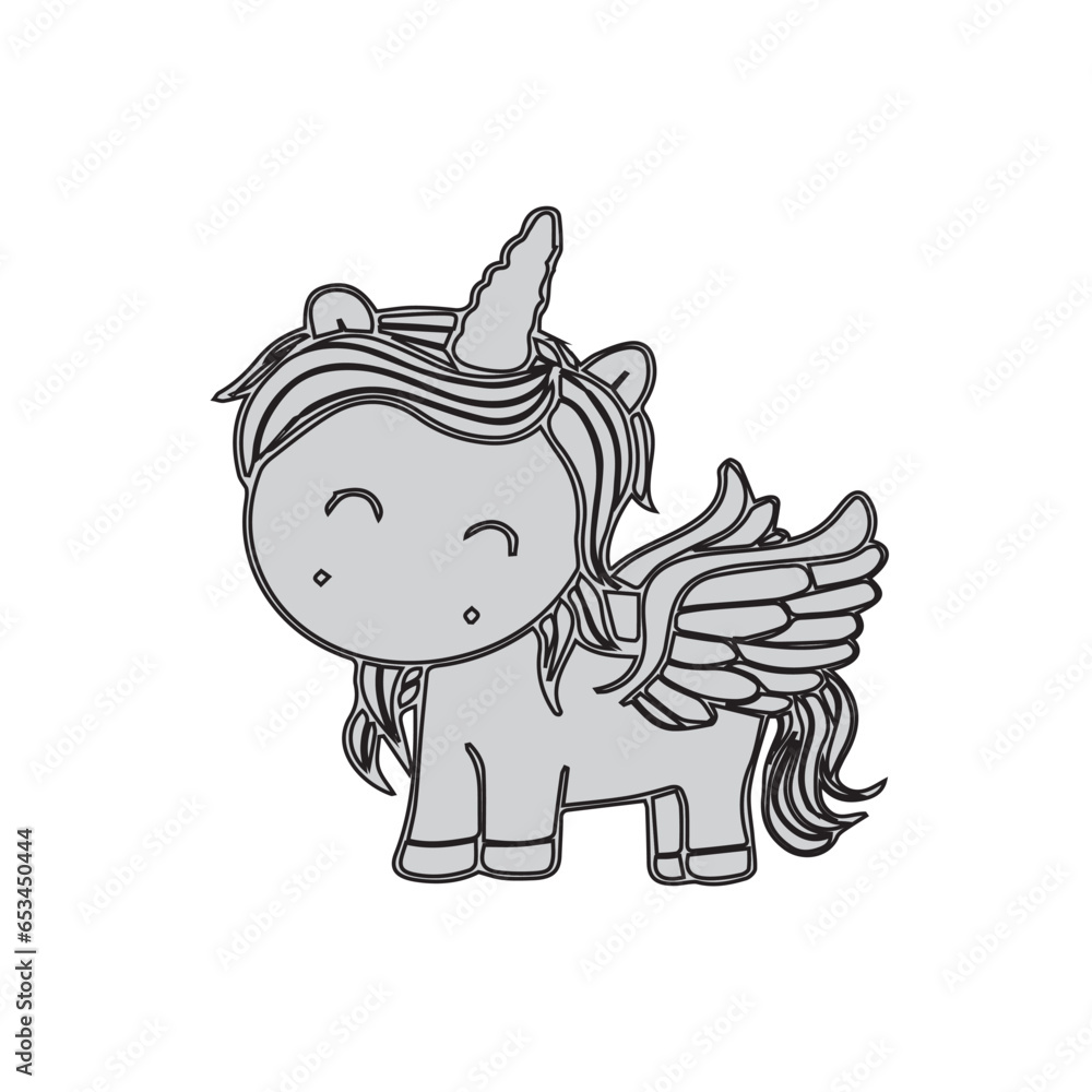 Fototapeta premium cute unicorn cartoon. Cute Cartoon Unicorns isolated on a white background. kids, greeting card, baby shower girl, fabric.