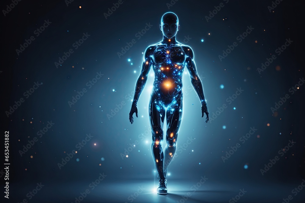 Fototapeta premium front view full body Transparent human silhouette. ai generative