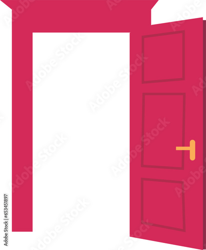 Colorful front doors to houses and buildings in flat design style isolated, vector set. Open and closed doors