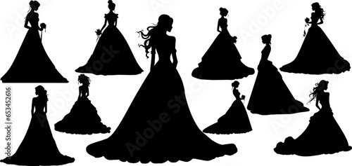 bride silhouette set isolated, vector. AI generated illustration
