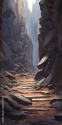 rocky mountain path rpg cave dnd - by generative ai © CEVmemories