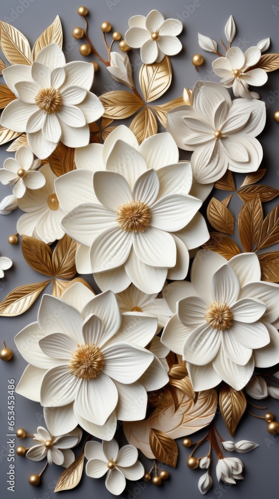 A close up of a bunch of paper flowers. AI image.