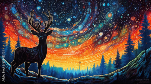 spirit animal cosmic stag deer shamanism cosmic spiritual - by generative ai