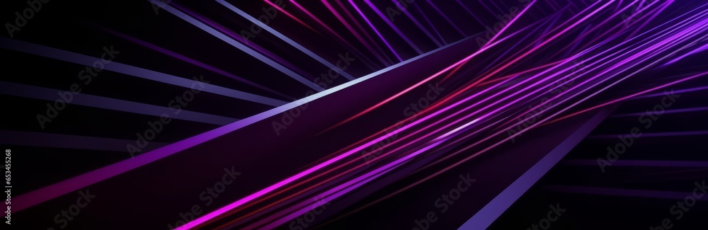 Black purple blue abstract modern background for design. Dark. Geometric shape. 3d effect. Diagonal lines, stripes. Triangles. Gradient. Light, glow. Metallic sheen. Minimal. Web banner. Wide. Black purple blue abstract modern background for design. Dark. Geometric shape. 3d effect. Diagonal lines, stripes. Triangles. Gradient. Light, glow. Metallic sheen. Minimal. Web banner. Wide.