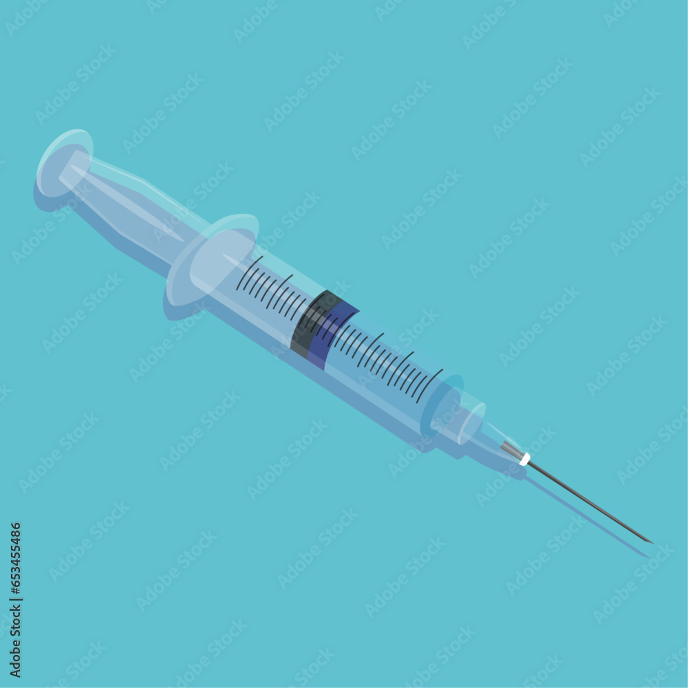 syringe isolated on blue flat background syringe isolated on blue flat background