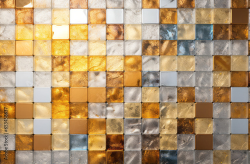 gold and silver colors tile background with small squares