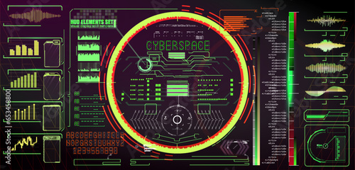 Collection of modern abstract posters. In acid style. Retro futuristic design elements, perspective grid, tunnel, circle. Black and white retro cyberpunk style. Vector illustration