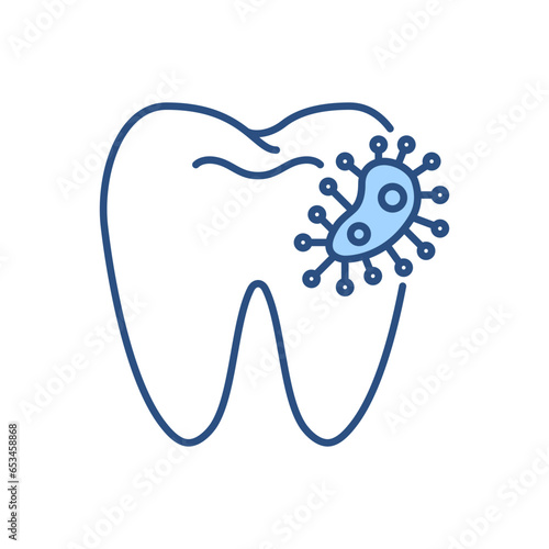 Dental Bacteria Related Vector Icon. Dental Bacteria Sign. Isolated on White Background