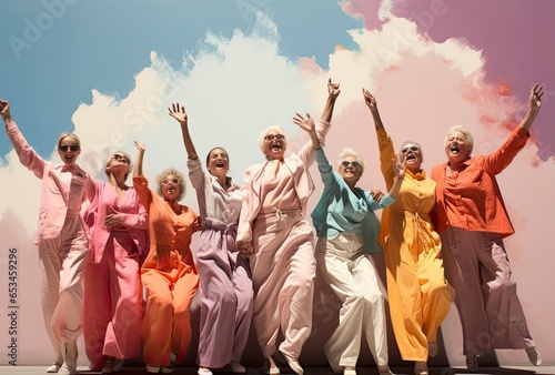 Elderly women having a fun time.