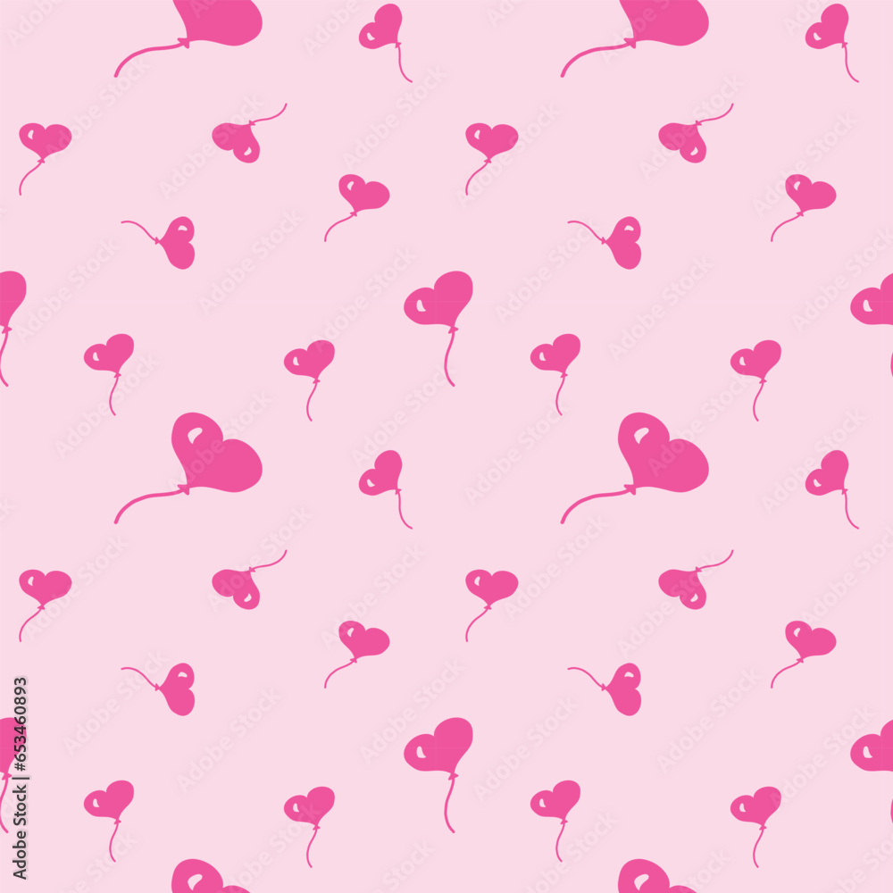 pink background hearts balloons Valentine's day February 14 winter holiday