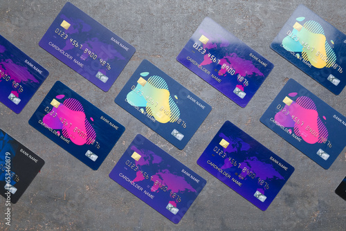 Credit cards on grey grunge...