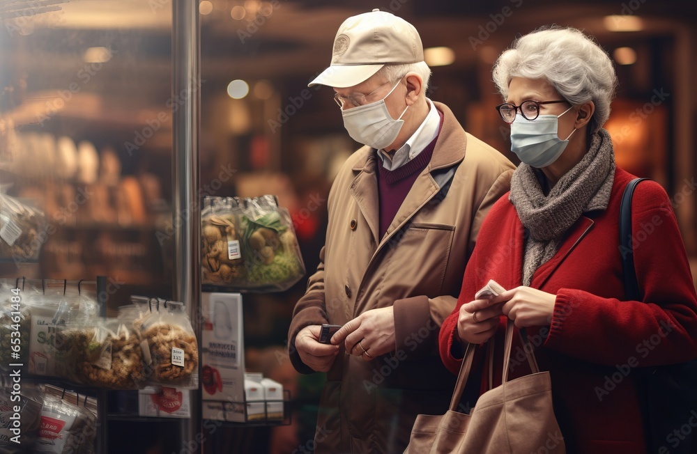 elderly people in a medical mask 