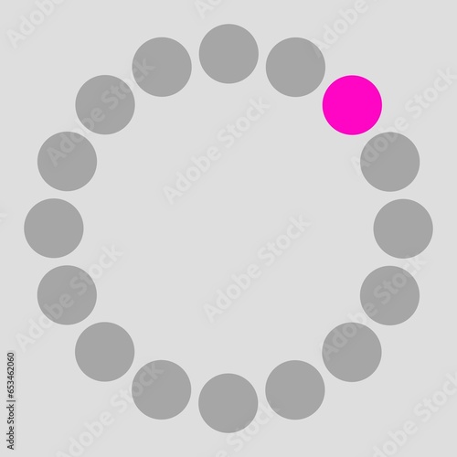 Ring of gray circles with one pink piece