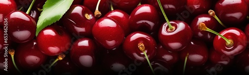 red cherries on black background