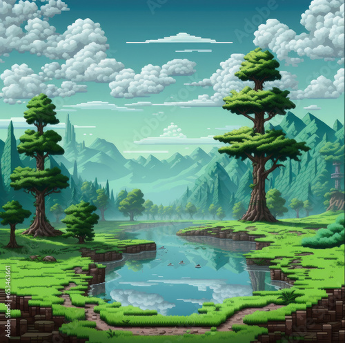 landscape with trees and lake