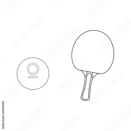 Hand drawn Cartoon Vector illustration table tennis ping pong racket and ball sport icon Isolated on White Background