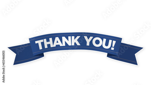 Say Thank You On Blue Banner Ribbon with alpha channel
