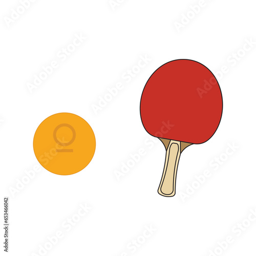 Cartoon Vector illustration table tennis ping pong racket and ball sport icon Isolated on White Background