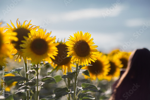 Sunflower field against the sky