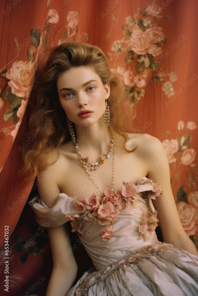 portrait of a young caucasian model with natural make up and long ...