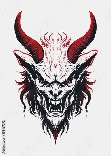 Illustration of evil and horror demons and dark forces colors red and black on light background