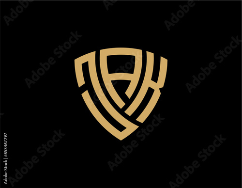 JAK creative letter shield logo design vector icon illustration
