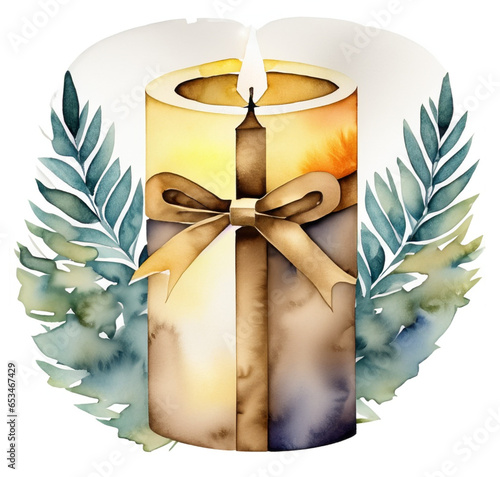 Złota świeca dekoracyjna z kokardą ilustracja