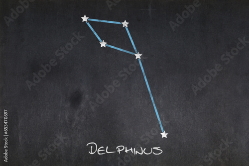 Delphinus constellation drawn on a blackboard photo