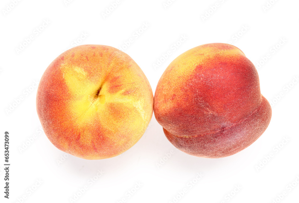 Sweet peaches on white background Sweet peaches on white background