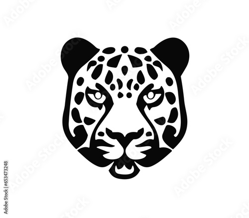 Black cat Tiger head logo jaguar design cartoon leopard PNG symbol