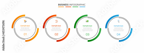 Business infographic design template with 4 options, steps or processes. Can be used for workflow layout, diagram, annual report, web design 