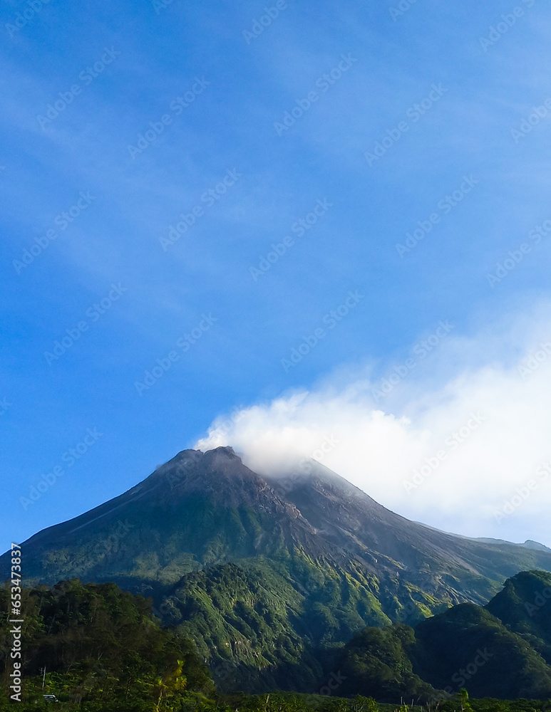 view of Merapi vulcano in Yogyakarta, Indonesia