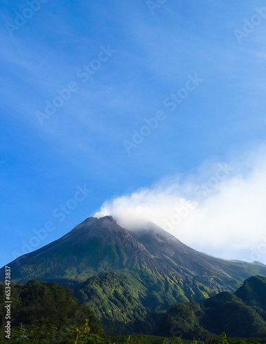 view of Merapi vulcano in Yogyakarta, Indonesia