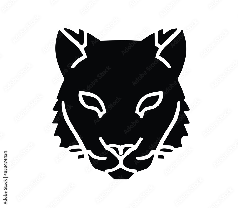 Black cat Tiger head logo jaguar design cartoon leopard PNG symbol