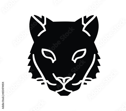 Black cat Tiger head logo jaguar design cartoon leopard PNG symbol © Omarok1