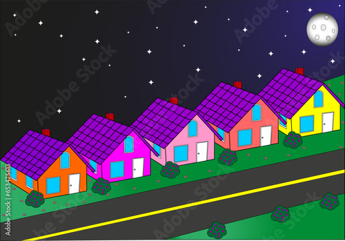 Scenarios for animating a street with some houses in some colors