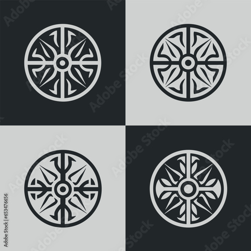 Monochrome ethical pattern and round shape ornament
