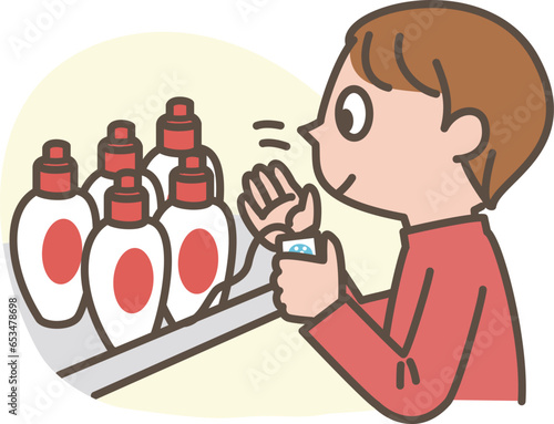 柔軟剤の香りを嗅ぐ女性　シンプルイラスト