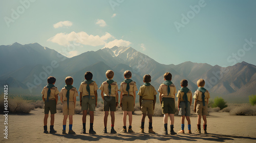 1970s Boy Scouts group portrait in mountains