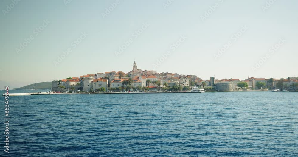 Korcula town and the Adriatic Sea, Croatia Korcula town and the Adriatic Sea, Croatia
