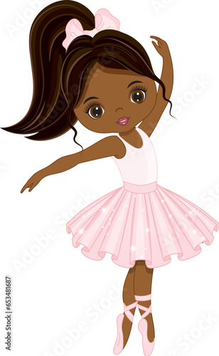 Vector Beautiful African American Ballerina Dancing