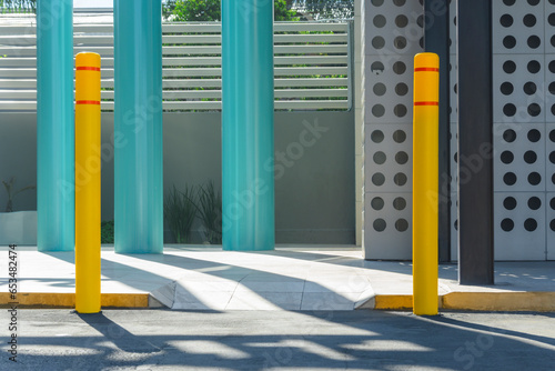 Wheelchair access ramp in a shopping center in the day