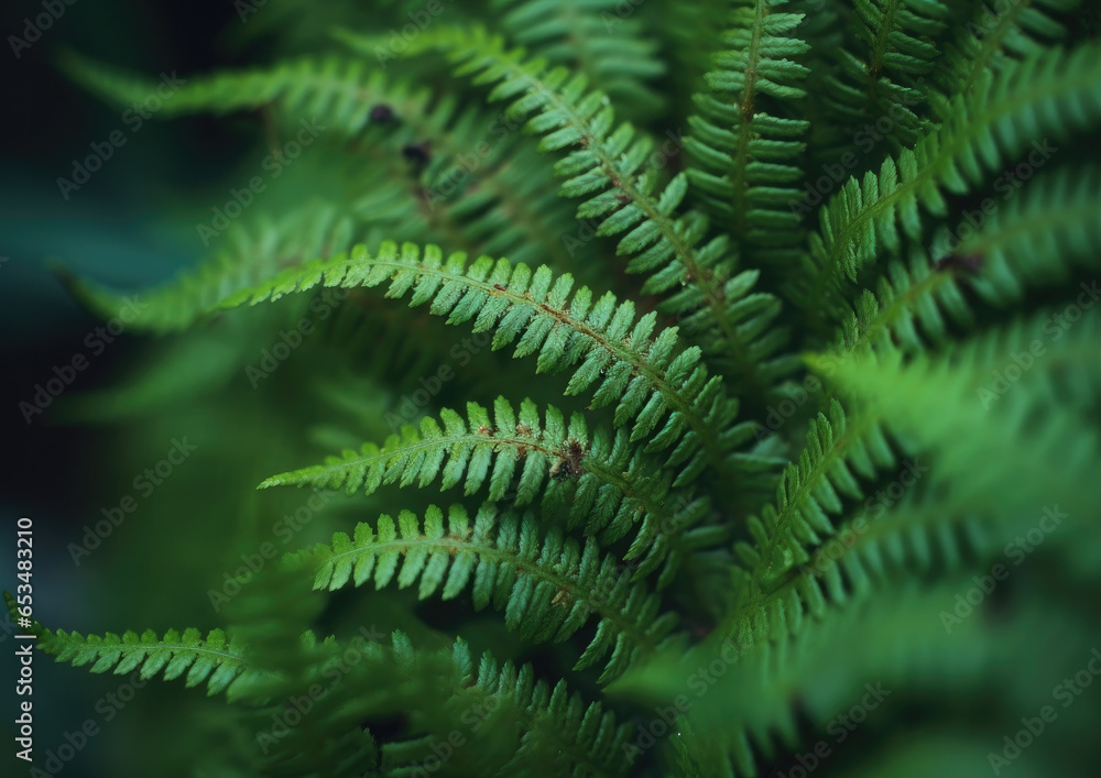 Extreme close up of a silver green fern leaf branch in a beautiful forest setting, with a dark background, shot on a macro lens Extreme close up of a silver green fern leaf branch in a beautiful forest setting, with a dark background, shot on a macro lens
